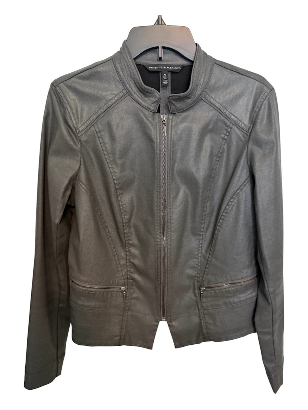 White House Black Market Coated Denim Zip Jacket